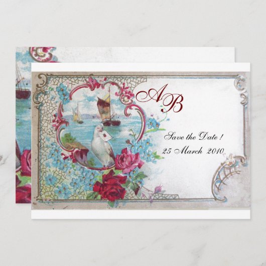 INVITATION ROMANTICA  MONOGRAMME (Devant / Derrière)