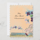 Invitation ROMANTİCA Monogramme floral mariage orange pêche (Dos)