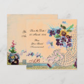 Invitation ROMANTİCA Orange Pêche Florale Mariage Momogramme (Devant / Derrière)