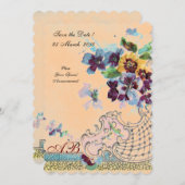 Invitation ROMANTİCA Peach Orange Mariage Floral Monogramme (Devant / Derrière)