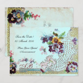 Invitation ROMANTİCA Rose Turquoise Bleu Monogramme Floral Ma (Devant / Derrière)