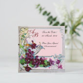 Invitation ROMANTIQUE 4 MONOGRAMME, Rose (Debout devant)