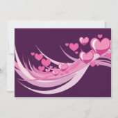 Invitation Romantique Abstrait Coeurs Rose Design Sur Violet (Devant)