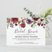 Invitation Romantique aquarelle rouge bourgueil rose florale (Debout devant)