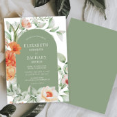 Invitation Romantique Arc Floral Peach Sage Green Mariage