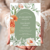 Invitation Romantique Arc Floral Peach Sage Green Mariage