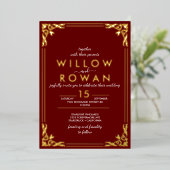 Invitation romantique Art Déco avec feuille d'or e (Debout devant)