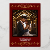 Invitation romantique Art Déco avec feuille d'or e (Verso)