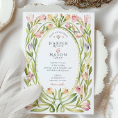 Invitation Romantique Art Nouveau Magnolia Mariage d'aquarell