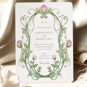 Invitation Romantique Art Nouveau Peonies Mariage