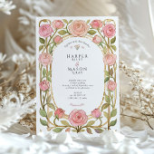 Invitation Romantique Art Nouveau rose Roses Mariage