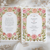 Invitation Romantique Art Nouveau rose Roses Mariage