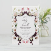 Invitation Romantique Automne Bois Floral Crest Mariage (Debout devant)