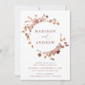 Invitation Romantique Automne Floral Mariage de couronne (Devant)