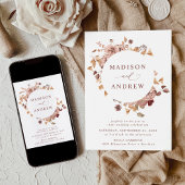 Invitation Romantique Automne Floral Mariage de couronne