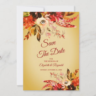 Invitation Romantique Automne Floral Washed Or Enregistrer La