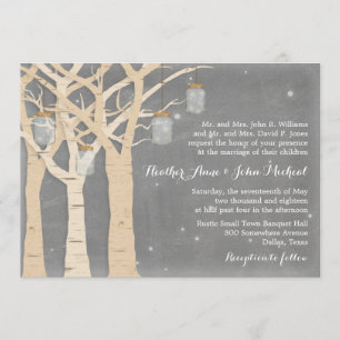 Invitation Romantique Birch Tree Mason Jar Mariage