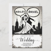 Invitation Romantique Black & White Comic Book Mariage élégan (Devant)