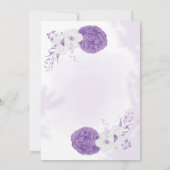 Invitation romantique blanc & fleurs violettes mariage géomét (Dos)