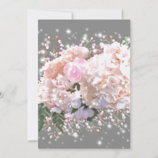 Invitation Romantique blanc & gris dentelle hydrangée roses r (Dos)