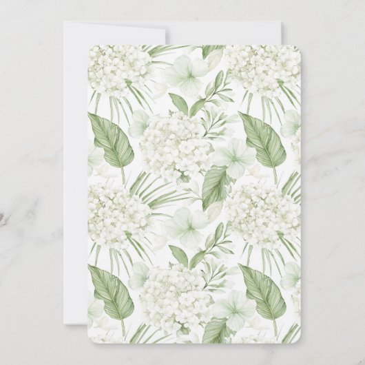 Invitation Romantique Blanc Hydrangea Fleurs Plage Mariage (Dos)