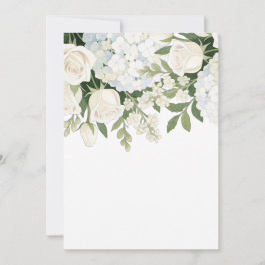 Invitation Romantique Blanc Hydrangea Rose Mariage élégant (Dos)