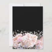 Invitation Romantique blanc & noir dentelle hydrangeas roses (Dos)