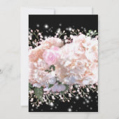 Invitation Romantique blanc & noir dentelle hydrangeas roses (Dos)