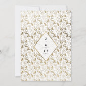Invitation Romantique blanc or floral luxe mariage (Dos)