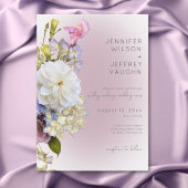 Invitation Romantique Blanc & Violet Floral Mariage moderne