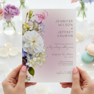 Invitation Romantique Blanc & Violet Floral Mariage moderne