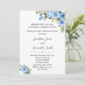 Invitation Romantique Bleu floral boho chic dîner de répétiti (Debout devant)