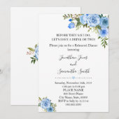 Invitation Romantique Bleu floral boho chic dîner de répétiti (Devant / Derrière)