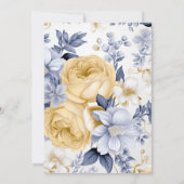 Invitation Romantique Bleu Jaune & Fête des mariées Florale B (Dos)