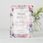Invitation Romantique Bleu rose et blanc Floral Brunch nuptia (Debout devant)