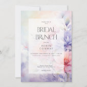 Invitation Romantique Bleu violet et rose Floral Brunch nupti (Devant)