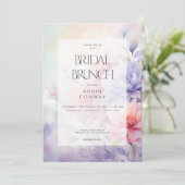 Invitation Romantique Bleu violet et rose Floral Brunch nupti (Debout devant)