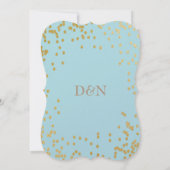 Invitation Romantique Blue Gold Confetti Enregistrer la date (Dos)