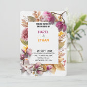 Invitation Romantique Blush & Autumn Botanical Wedding Invite (Debout devant)