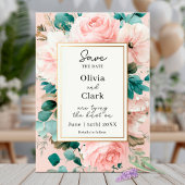 Invitation Romantique blush floral enregistrer la date