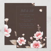 Invitation Romantique Blush Floral Riche Chocolat Mariage Bro (Devant / Derrière)