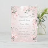 Invitation Romantique Blush Pink Secret Garden Roses 2 Mariag (Debout devant)