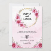 Invitation romantique Blush rose Bourgogne Mariage floral (Devant)