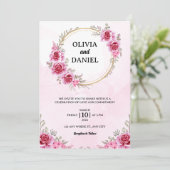 Invitation romantique Blush rose Bourgogne Mariage floral (Debout devant)