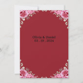 Invitation romantique Blush rose Bourgogne Mariage floral (Dos)