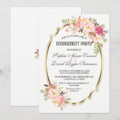 Invitation Romantique Blush rose Floral Gold Party (Devant / Derrière)