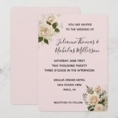 Invitation Romantique Blush rose ivoire Mariage floral (Devant / Derrière)