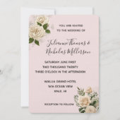 Invitation Romantique Blush rose ivoire Mariage floral (Devant)