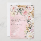 Invitation Romantique Boho Rose Roses & Pampas Brunch nuptial (Devant)
