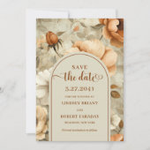 Invitation Romantique Boho Rouille Fleurs d'Ivoire Save The D (Devant)